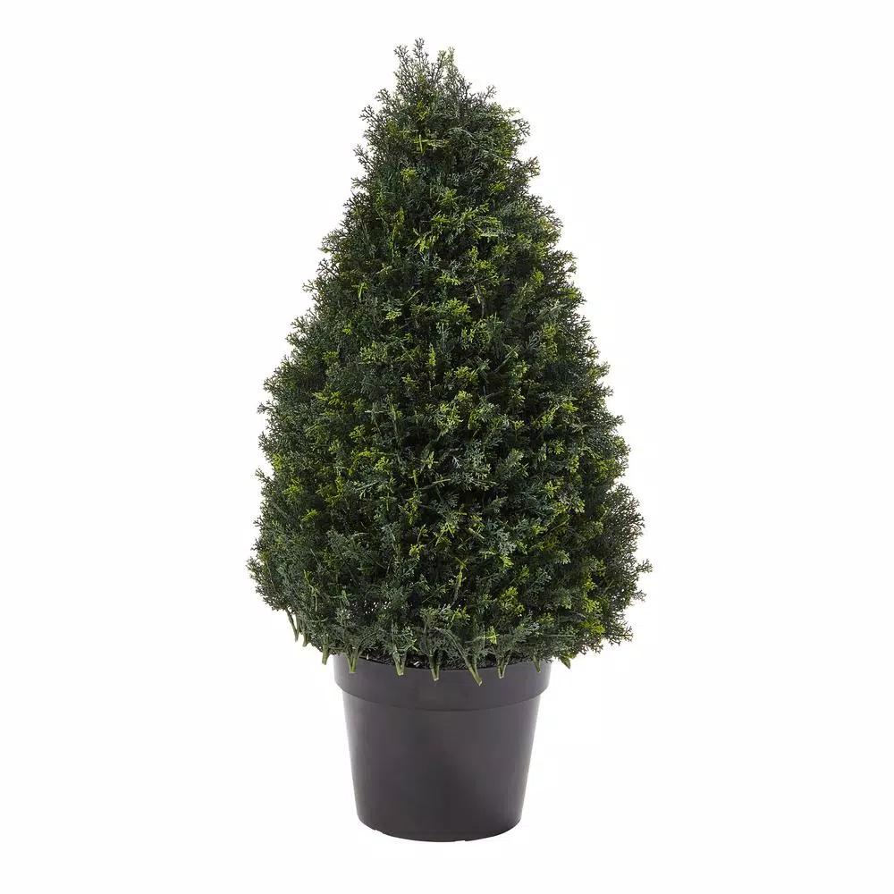Pure Garden 37 in. Artificial Cypress Tower Style Topiary with Pot