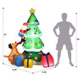 Costway 7 ft. Inflatable Christmas Tree with Santa, Puppy, and LED Lights - Outdoor Holiday Decor thumbnail 2