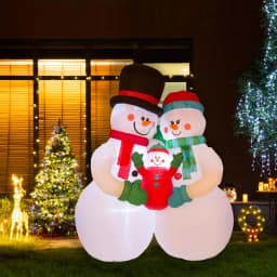 Glitzhome 8 ft. Lighted Inflatable Snowman Family Christmas Decor thumbnail 2