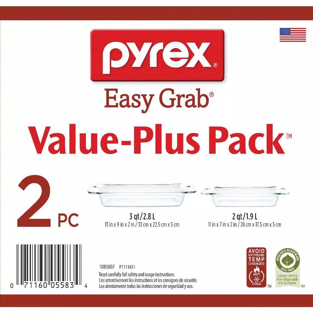 Pyrex Easy Grab Glass Bakeware Value Pack, 2-Piece Rectangular Baking Dish Set