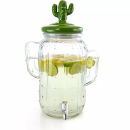 Gibson Home Cactus Cooler 1.3 Gal. Glass Drink Dispenser, Green thumbnail 1