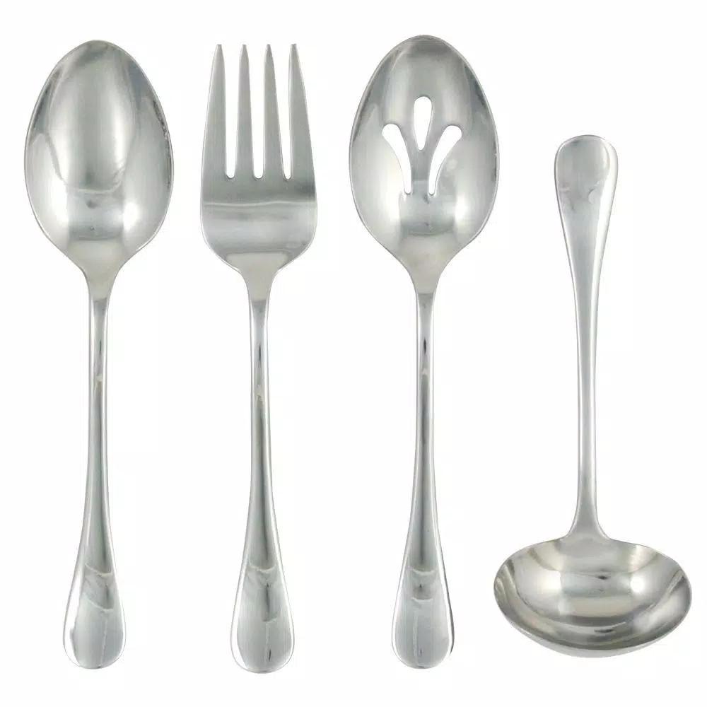 Ginkgo Varberg 4-Piece Hostess Serving Set, 18/0 Stainless Steel with Mirror Finish