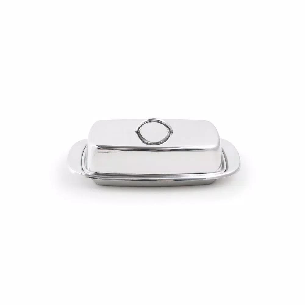 Fox Run Stainless Steel Butter Dish with Lid, 2-Stick Capacity, Silver