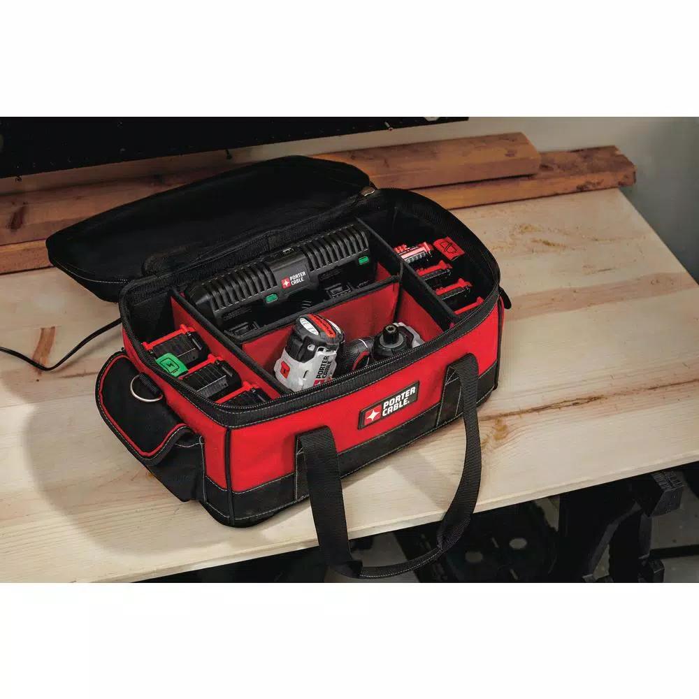 Porter-Cable 20V MAX Dual-Port Charger Storage Bag with 2 1.3Ah Batteries