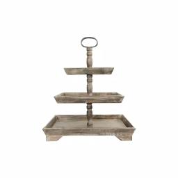 3R Studios Rustic Brown 3-Tier Decorative Tray with Metal and Fir Wood Construction thumbnail 1