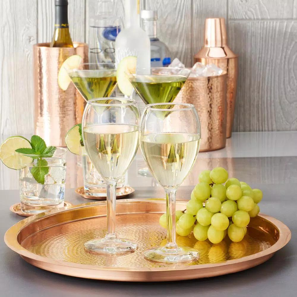 Old Dutch 15.75 in. Stone Hammered Solid Copper Round Serving Tray
