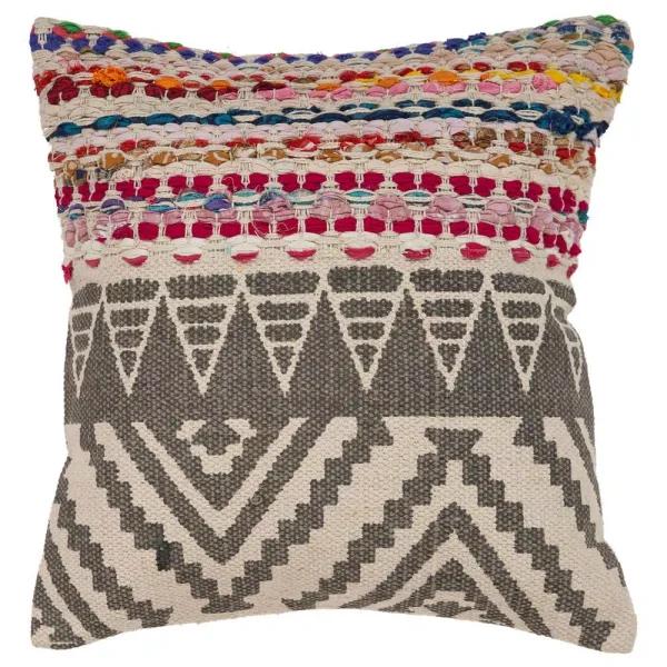 LR Resources Bohemian Geometric Multicolored Throw Pillow, 18 x 18 in. Cotton Blend