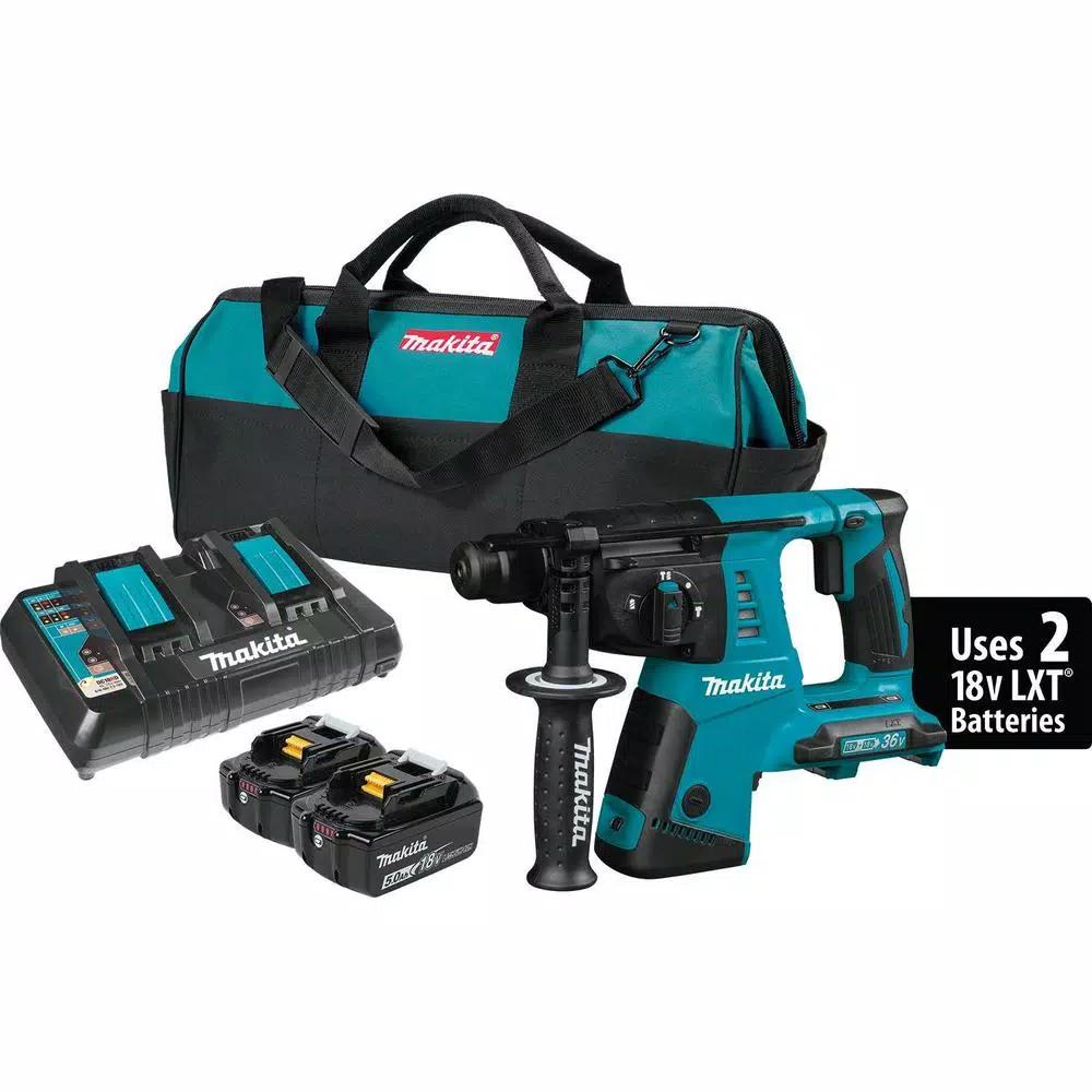 Makita 18V X2 LXT (36V) 1 in. SDS-Plus Rotary Hammer Kit with Bonus 18V LXT 1/2 in. Impact Wrench