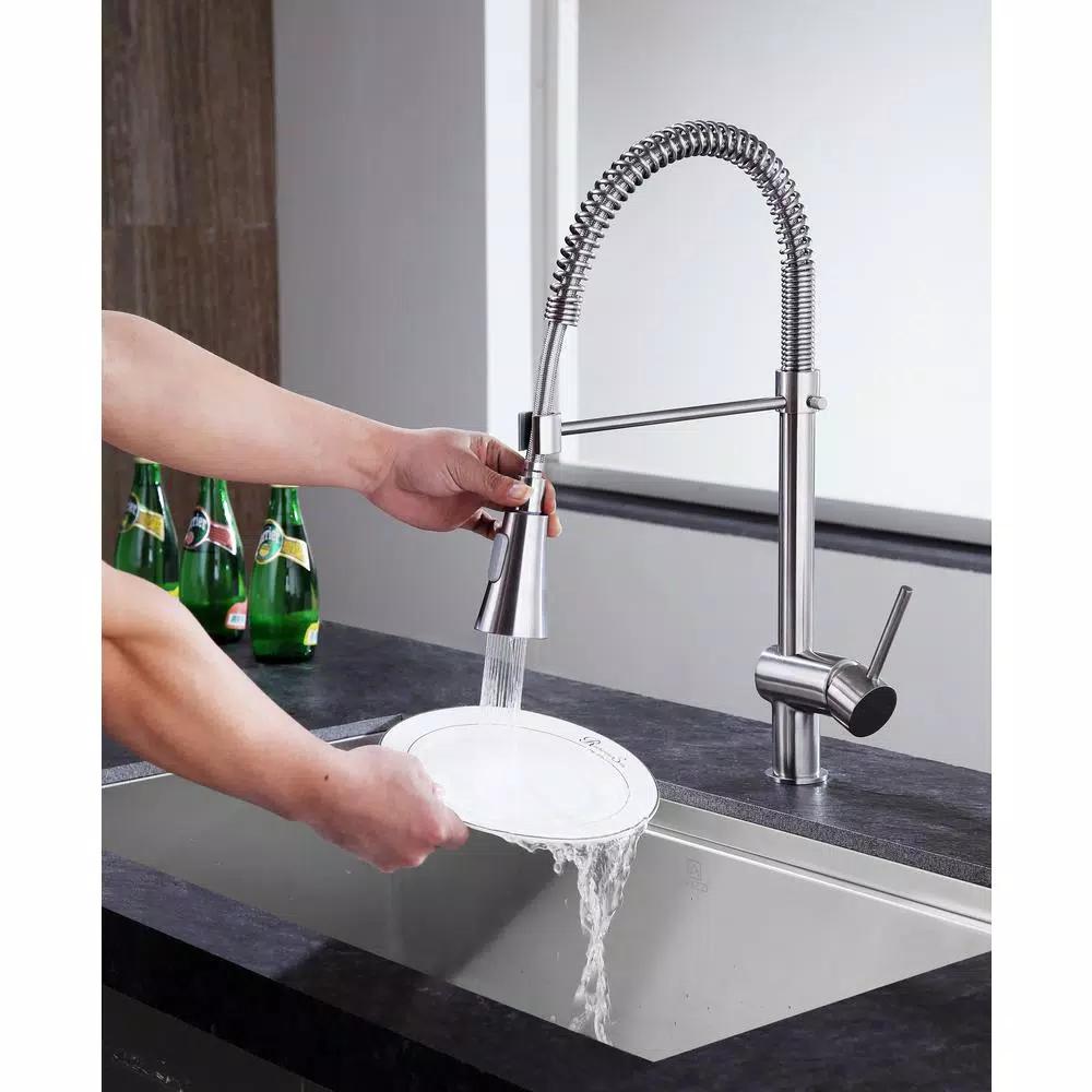 ANZZI Carriage Single Handle Kitchen Faucet, Brushed Nickel, Modern Deck Mount