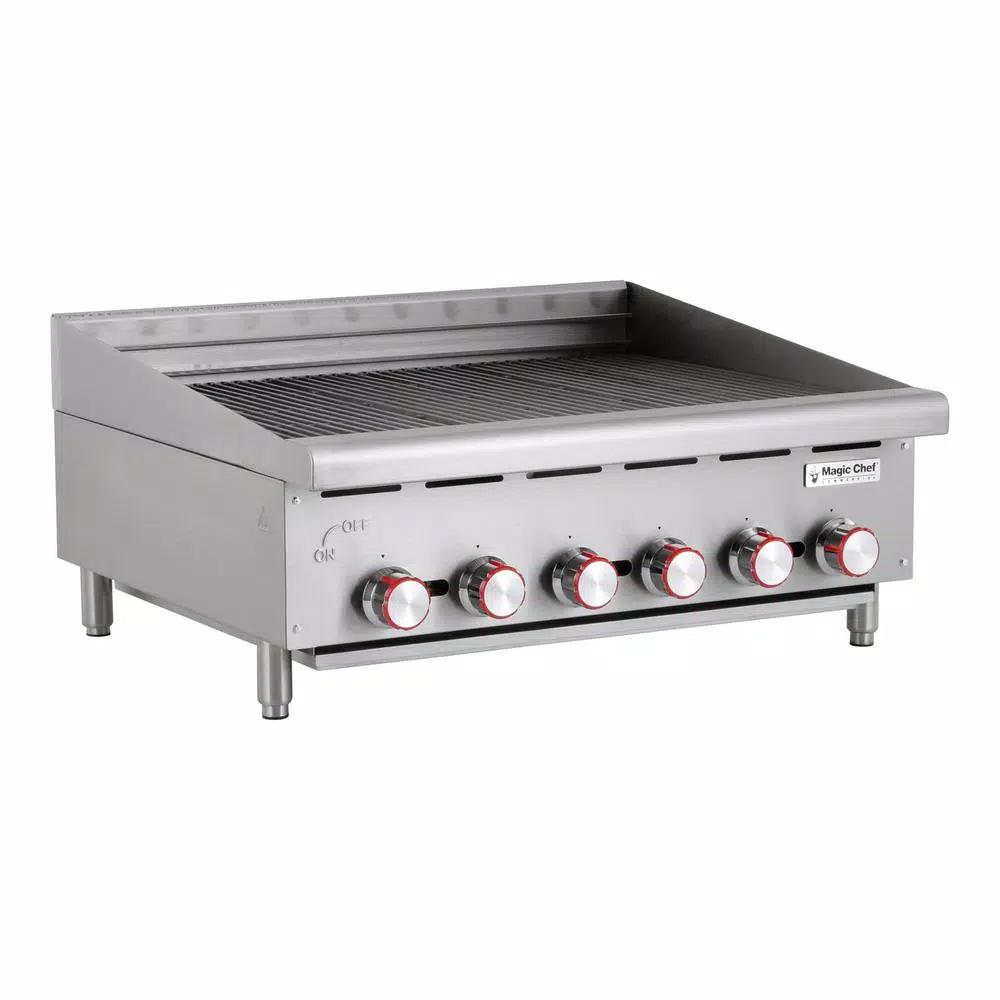 Magic Chef 36 in. Commercial Countertop Radiant Char Broiler, Stainless Steel