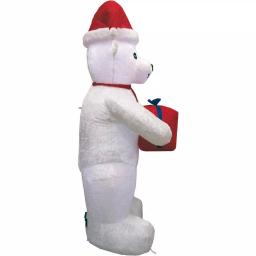 Fraser Hill Farm 8 ft. Pre-Lit Plush Polar Bear Christmas Inflatable Decoration thumbnail 8