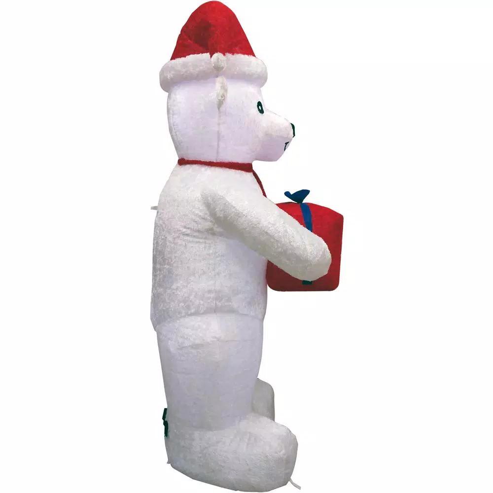 Fraser Hill Farm 8 ft. Pre-Lit Plush Polar Bear Christmas Inflatable Decoration