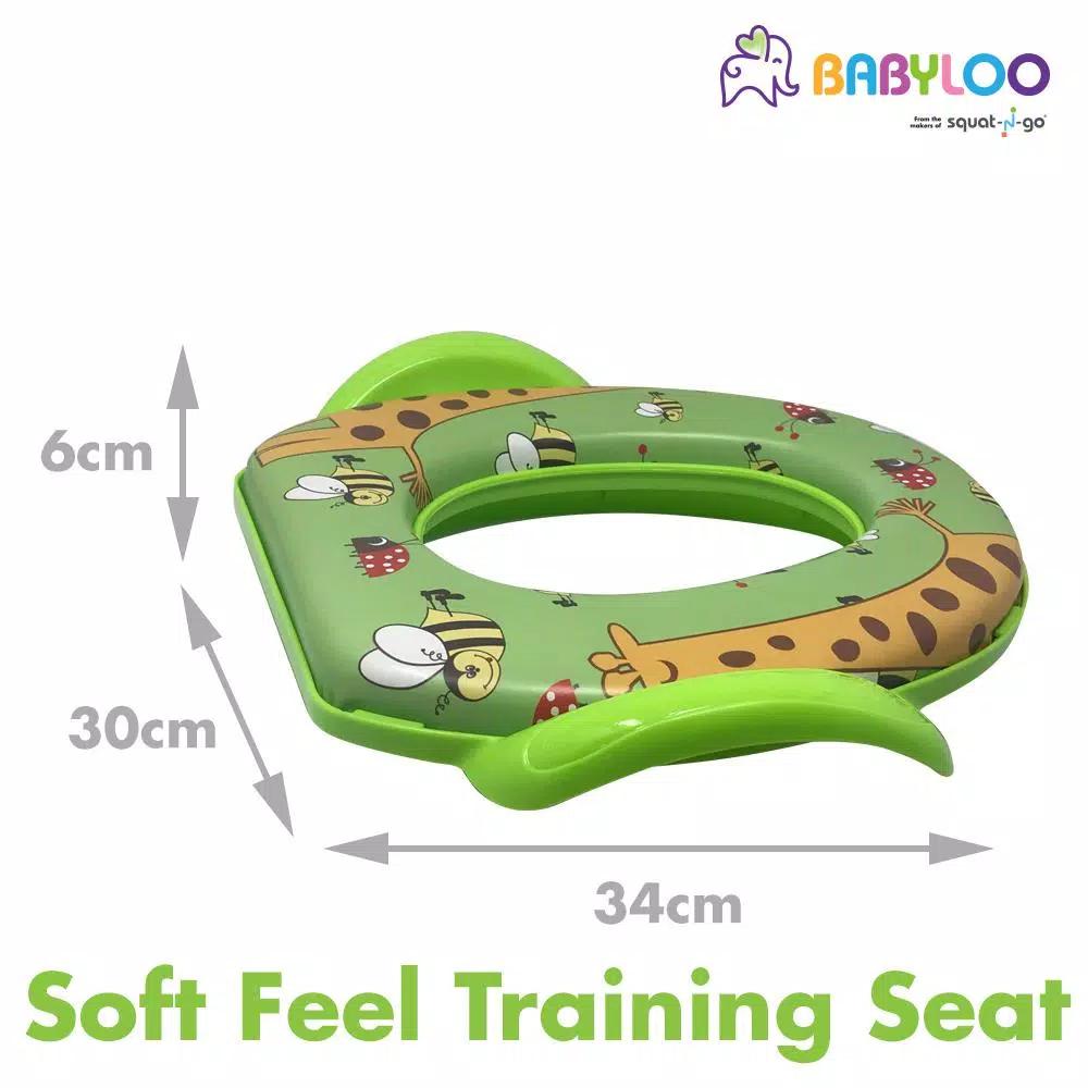 Babyloo Animal Design Children's Soft Cushion Toilet Seat with Handles - Green