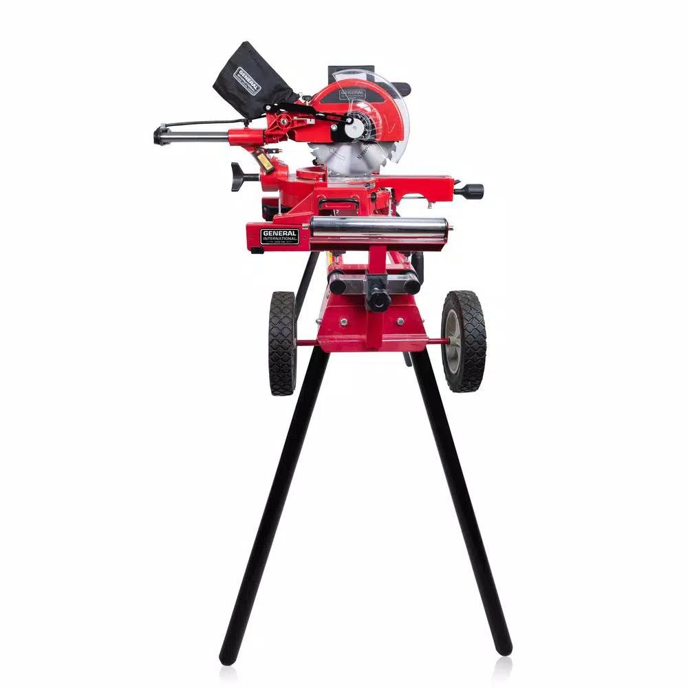 General International 10 in. 15 Amp Sliding Compound Miter Saw with Heavy-Duty Miter Saw Stand Bundle
