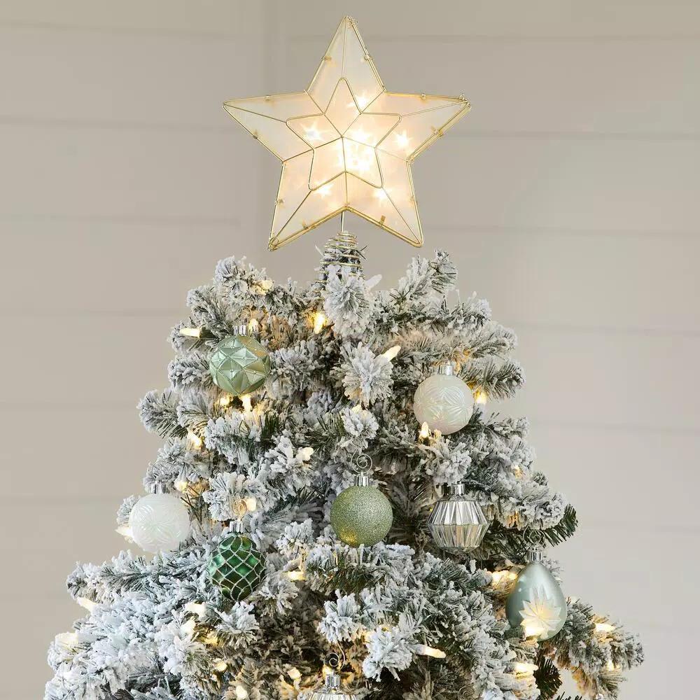 Home Decorators Collection Risch 7.5 ft. White Pine Heavy Flocked Pre-Lit LED Artificial Christmas Tree with 1000 SureBright Warm White Lights