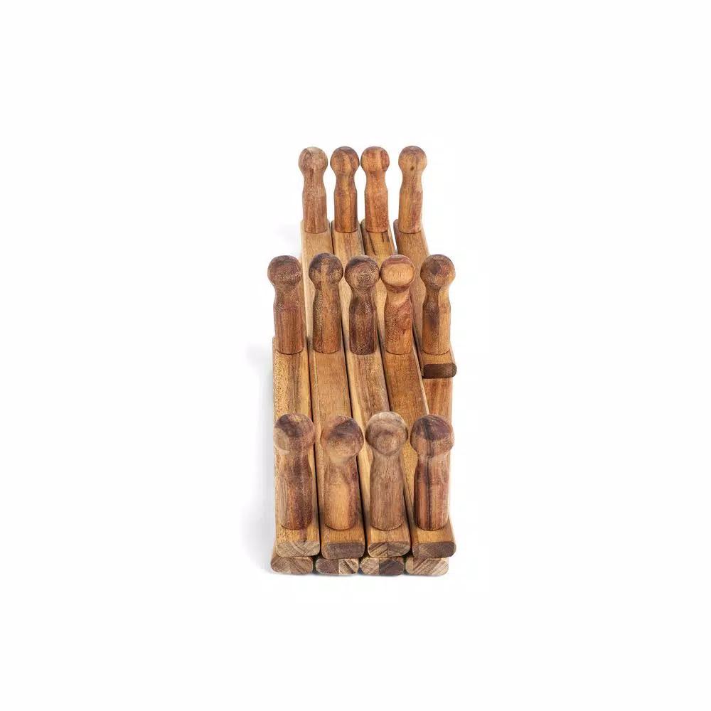 Ironwood Acacia Wood Expandable Accordion Peg Rack
