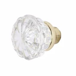 Prime-Line Fluted Glass Door Knob Passage Set, 2 in. Diameter, Brass Plated, Antique Style thumbnail 4