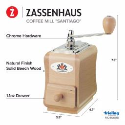 Zassenhaus Santiago Natural Beechwood Manual Coffee Mill thumbnail 5