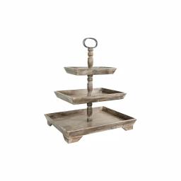 3R Studios Rustic Brown 3-Tier Decorative Tray with Metal and Fir Wood Construction thumbnail 2