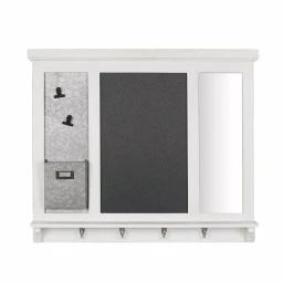 Home Decorators Collection White Wood Multi-Function Wall Organizer with Chalkboard and Hooks thumbnail 1