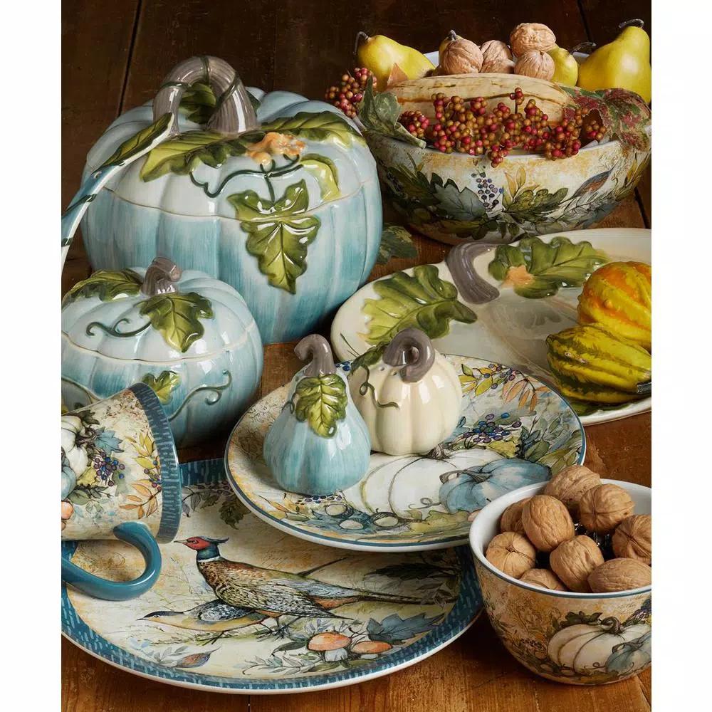Certified International Harvest Gatherings 9 in. 2-Tier Earthenware Server