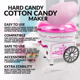 Nostalgia Vintage Pink Cotton Candy Maker with 2 Reusable Cones thumbnail 3