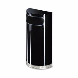 Rubbermaid Commercial Products 9 Gal. Black and Chrome Half-Round Fire-Safe Steel Trash Can with Side Opening thumbnail 2