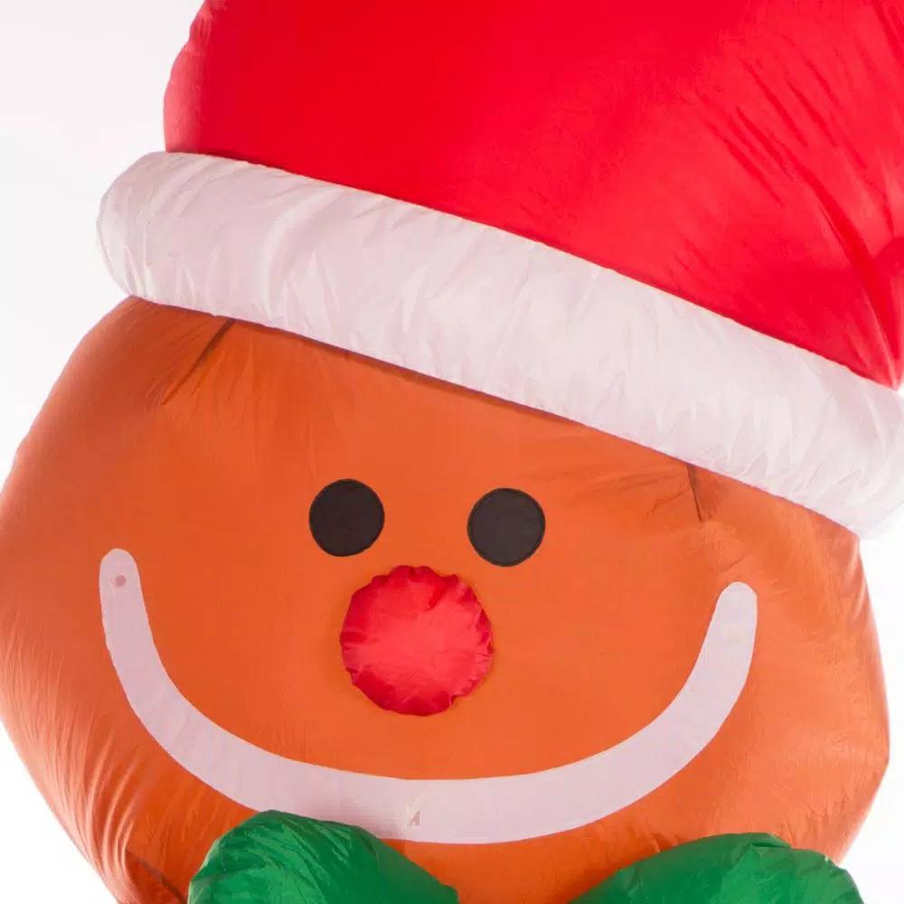 Glitzhome 8 ft. Lighted Inflatable Gingerbread Man Christmas Decor with LED Lights