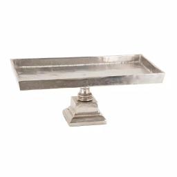 IMAX Alston Rectangle Aluminum Pedestal Trays, Distressed Silver Finish (Set of 2) thumbnail 2