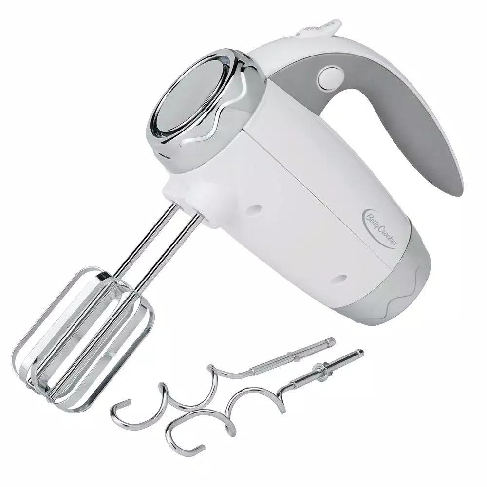 Betty Crocker 7-Speed White Hand Mixer with Beater Attachments