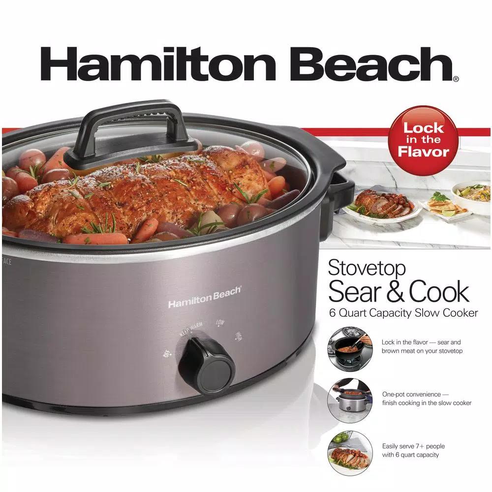 Hamilton Beach 6 Qt. Stovetop Sear and Cook Slow Cooker, Stainless Steel