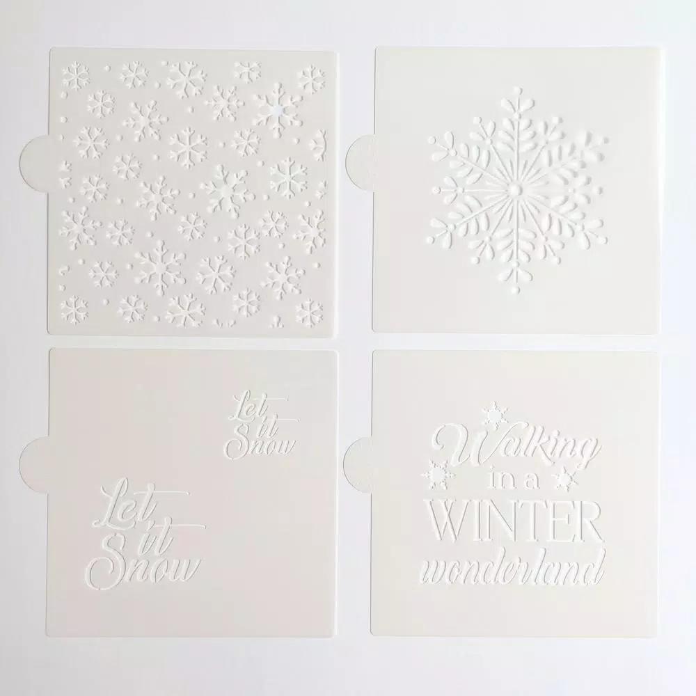 Designer Stencils Winter Wonderland & Let It Snow Cookie Stencil Bundle - 4 Pattern Set