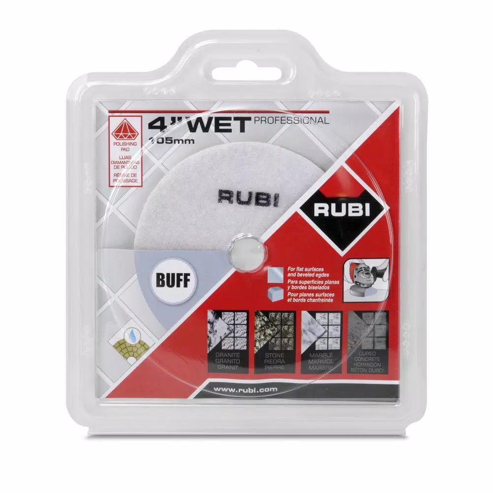 Rubi 4 in. White Resin Wet Polishing Pad, 3000 Grit Final Buff