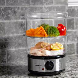 Ovente 2-Tier Electric Food Steamer, 5-Quart Capacity, 400W, Silver thumbnail 7