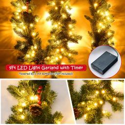 Costway 9 ft. Pre-Lit LED Artificial Fall & Christmas Garland with 100 Warm White Lights and Timer thumbnail 5