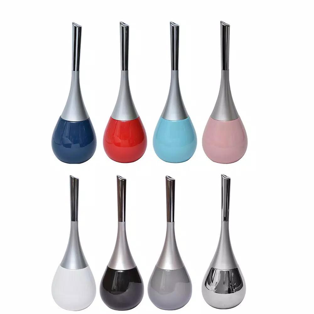 Unbranded Water Drop Ceramic Toilet Bowl Brush and Holder Set - Navy Blue