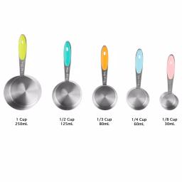 Classic Cuisine 5-Piece Stainless Steel Measuring Cup Set with Silicone Handles thumbnail 2