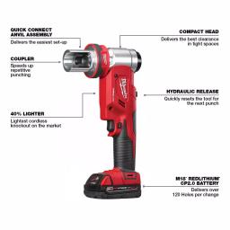 Milwaukee M18 FORCE LOGIC 6 Ton Cordless Knockout Tool Kit with Impact Driver & Step Bits thumbnail 3
