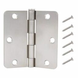 Everbilt 3-1/2 in. x 1/4 in. Radius Satin Nickel Steel Door Hinge, 24-Pack thumbnail 1