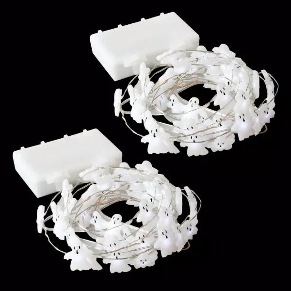 LUMABASE 8 ft. 40-Light Battery Operated LED Ghost String Lights, Waterproof Submersible Set of 2