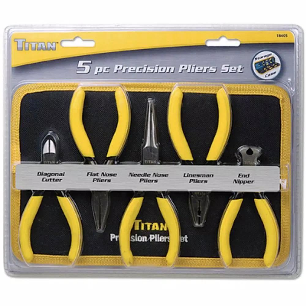 TITAN 5-Piece Precision Pliers Set with Storage Case