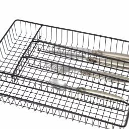 Creative Home Black Powder Coated Iron 5-Compartment Cutlery Tray & Utensil Organizer, Large thumbnail 4