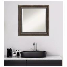 Amanti Art 25 in. Square Rustic Dark Brown Distressed Wood Framed Beveled Edge Bathroom Vanity Mirror thumbnail 7