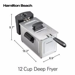 Hamilton Beach 3 Qt. Stainless Steel Deep Fryer, 1500W Electric Countertop Fryer thumbnail 2
