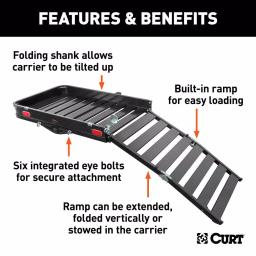 CURT Aluminum Hitch Cargo Carrier with Folding Ramp, 500 lb. Capacity, 2 in. Receiver thumbnail 2
