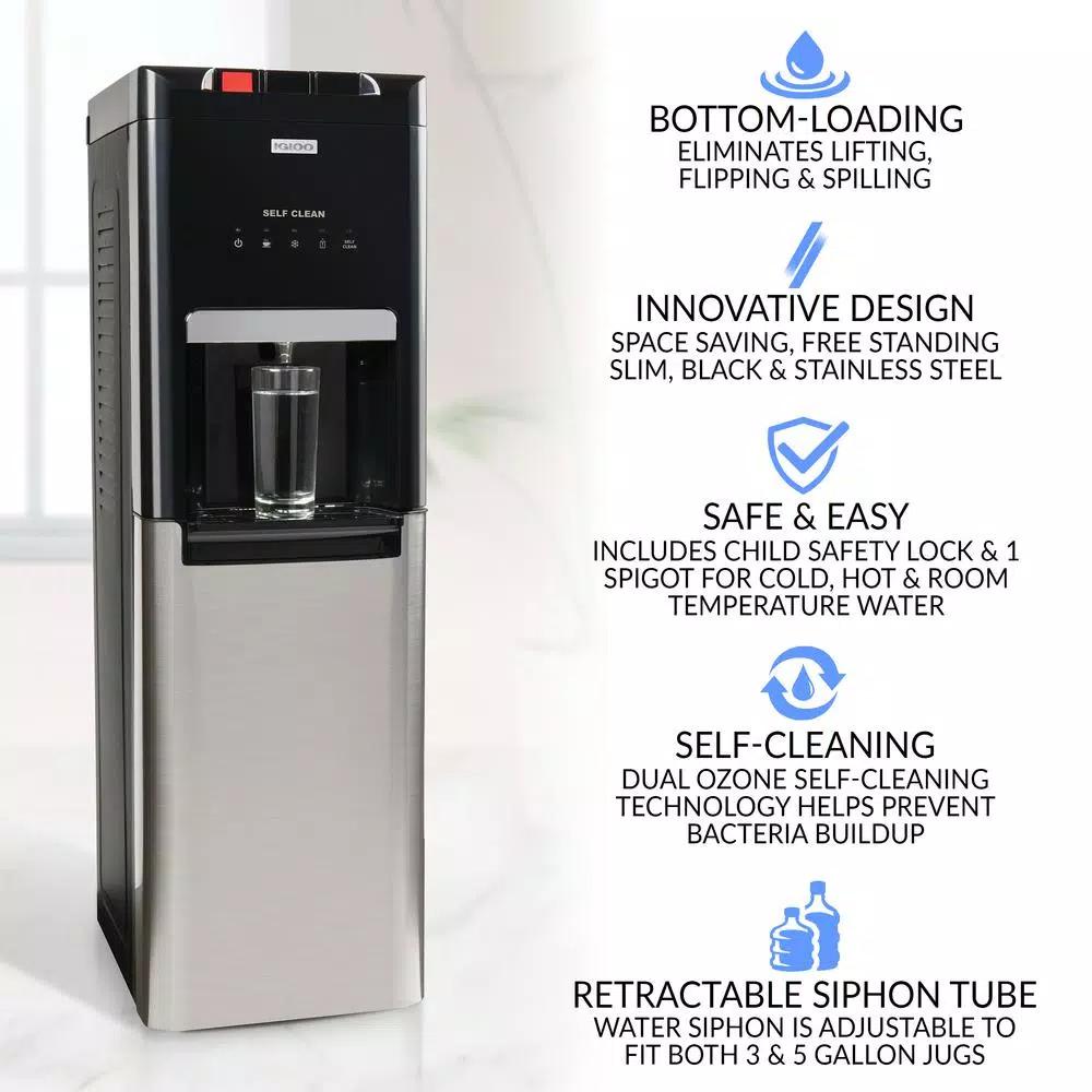 Igloo Bottom Loading Water Dispenser with Hot, Cold, and Room Temperature Functions - Black