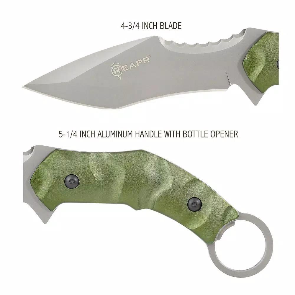 Sheffield REAPR SLAMR 4.75 in. Fixed Blade Drop Point Knife with Aluminum Handle