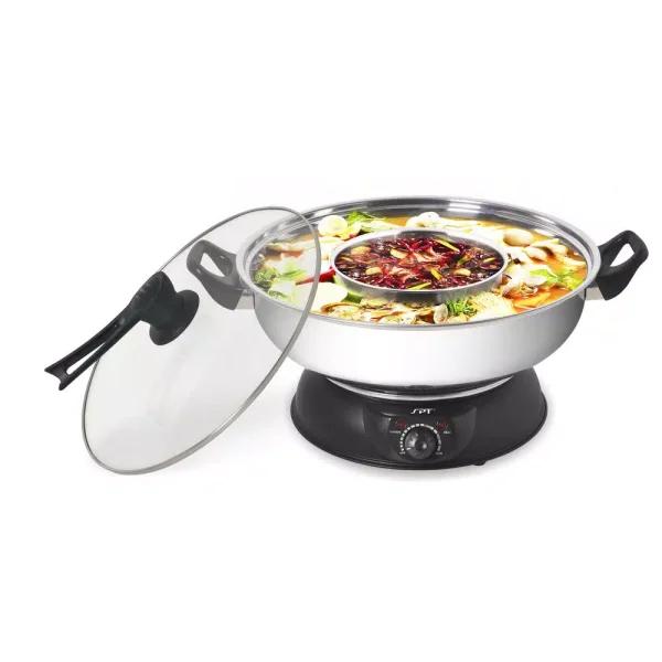 SPT Electric Multi-Cooker Shabu Shabu Hot Pot with 2-Compartment Stainless Steel Bowl