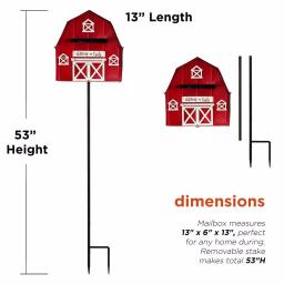 Alpine Corporation 54 in. Metal Letters to Santa Red Barnhouse Mailbox Garden Stake thumbnail 3