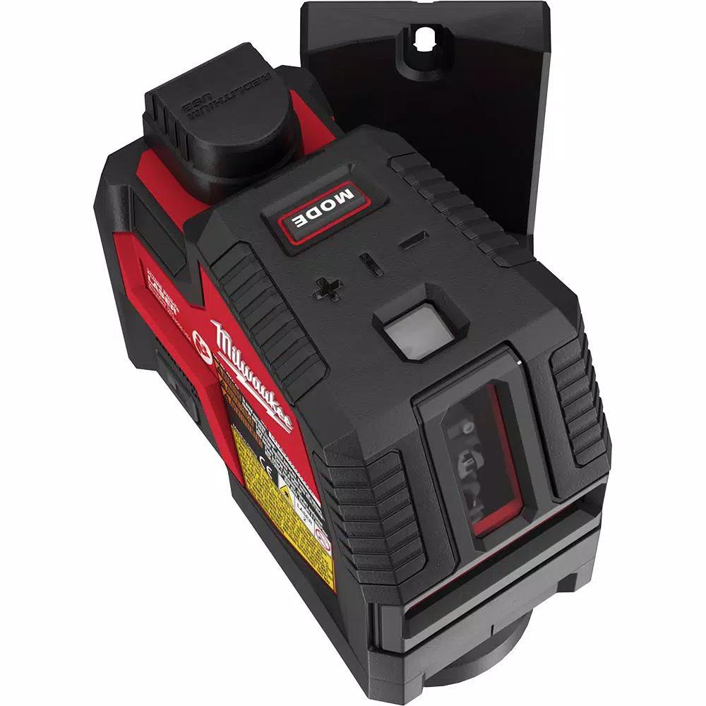 Milwaukee Green Cross Line and Plumb Points Rechargeable Laser Level, 100 ft. Range